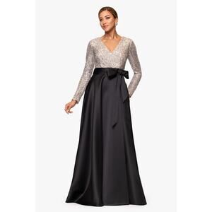 Xscape Formal Evening Gown Sz 6 Black Sequin Mother of Bride Wedding Party Dress